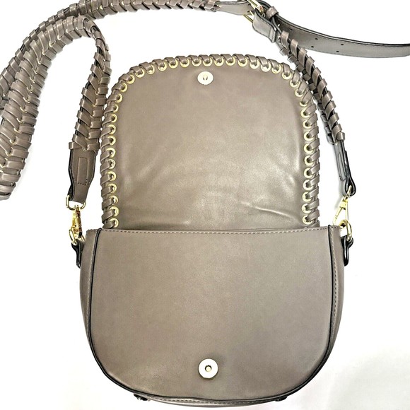 EXPRESSIONS NYC Slate taupe braided strap Vegan Crossbody Shoulder Bag - Picture 13 of 14